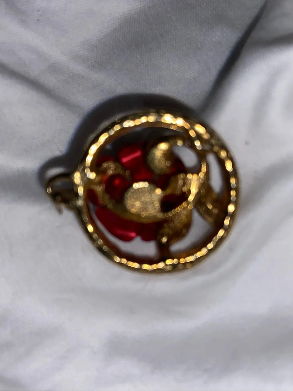Gold-Tone Red Rose Pendant Necklace - Women Jewelry